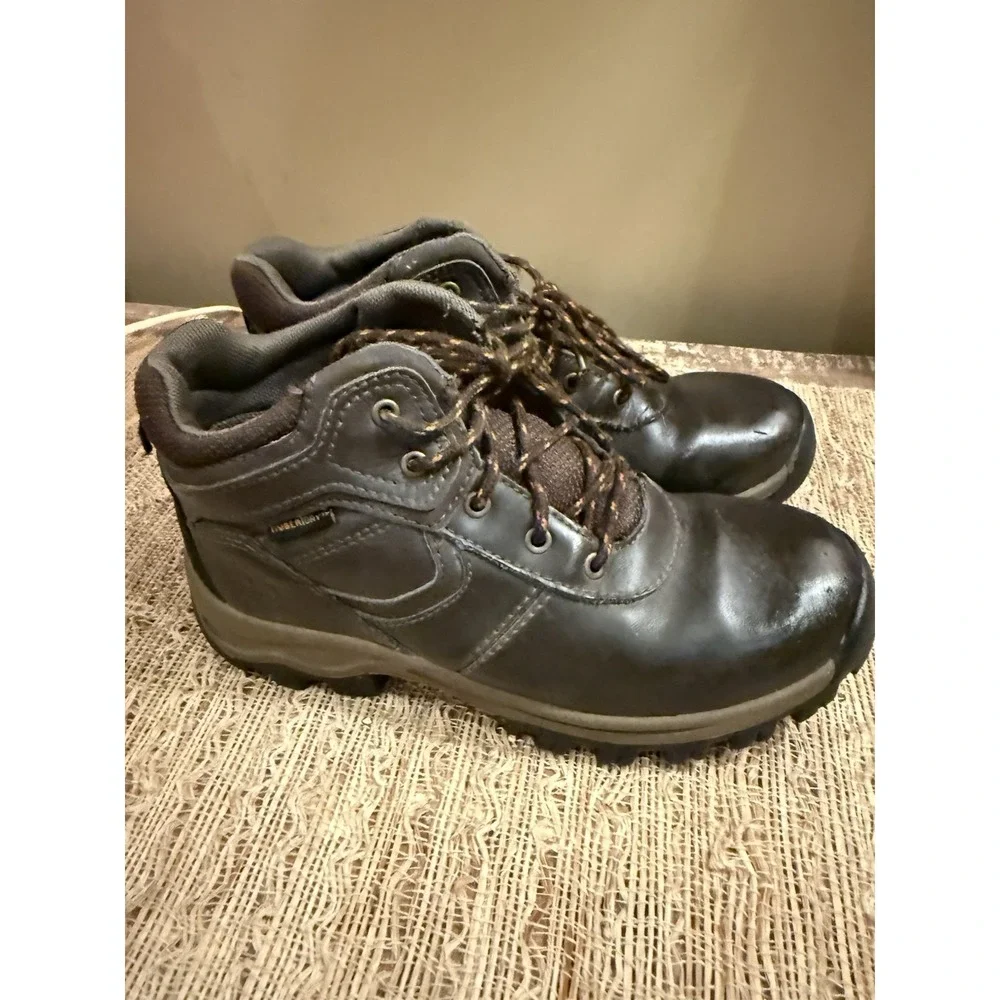 Timberland Boys Brown Mid‎ Waterproof Hiking Boots Shoes  Size 12